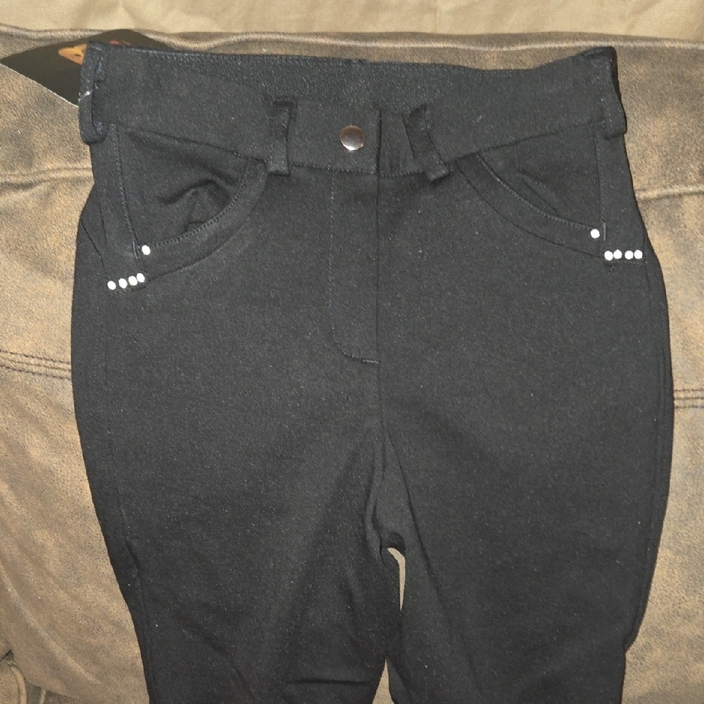 HR Farm Womens Equestrian Pants Full Seat Silicone Grip Breeches Black Size 24 - Picture 4 of 10